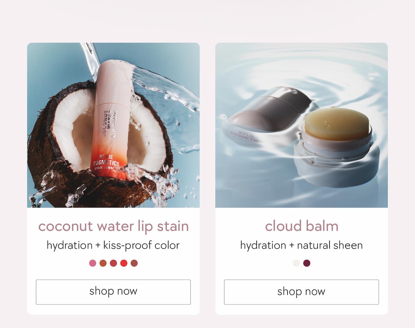coconut water lip stain + cloud balm
