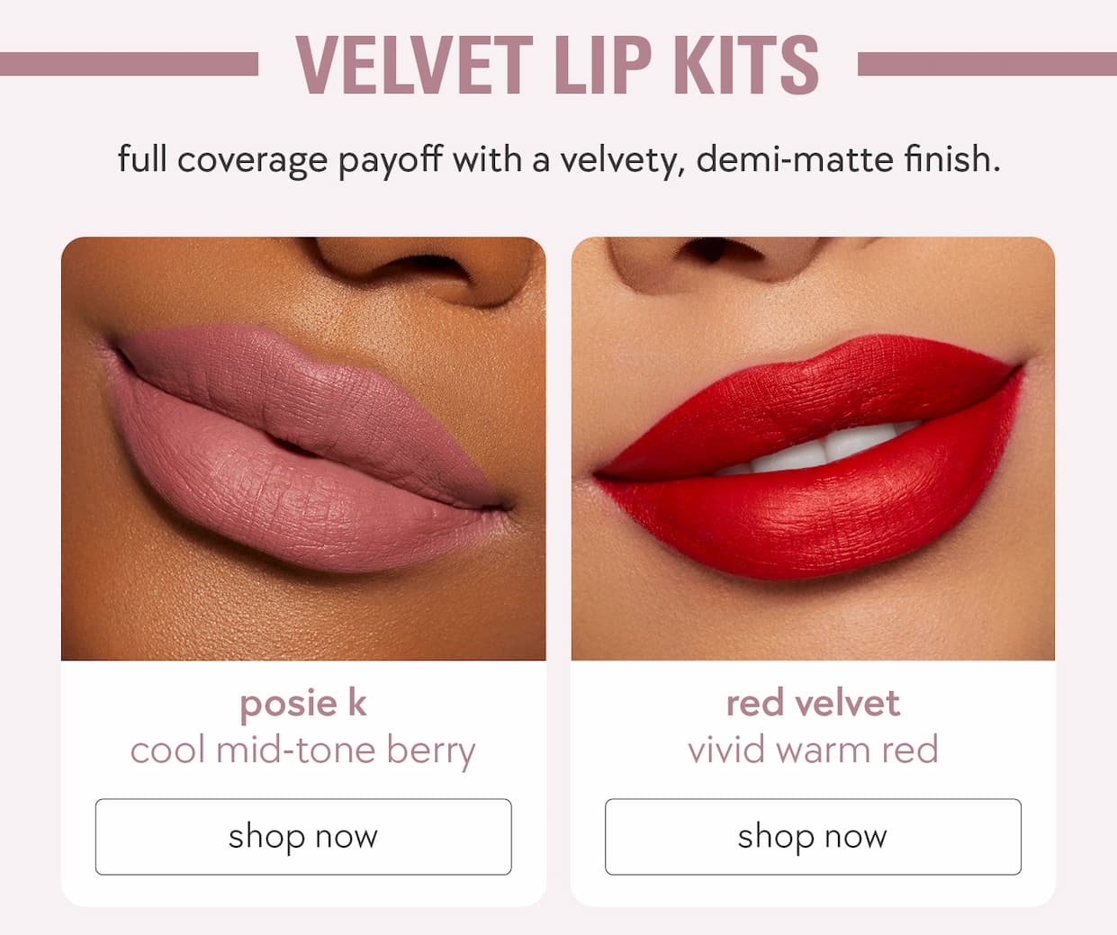 shop velvet lip kits