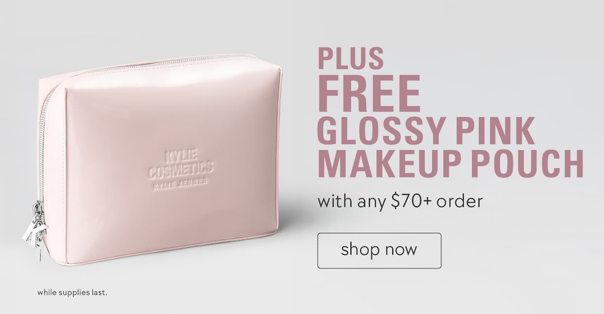 plus free glossy pink makeup pouch