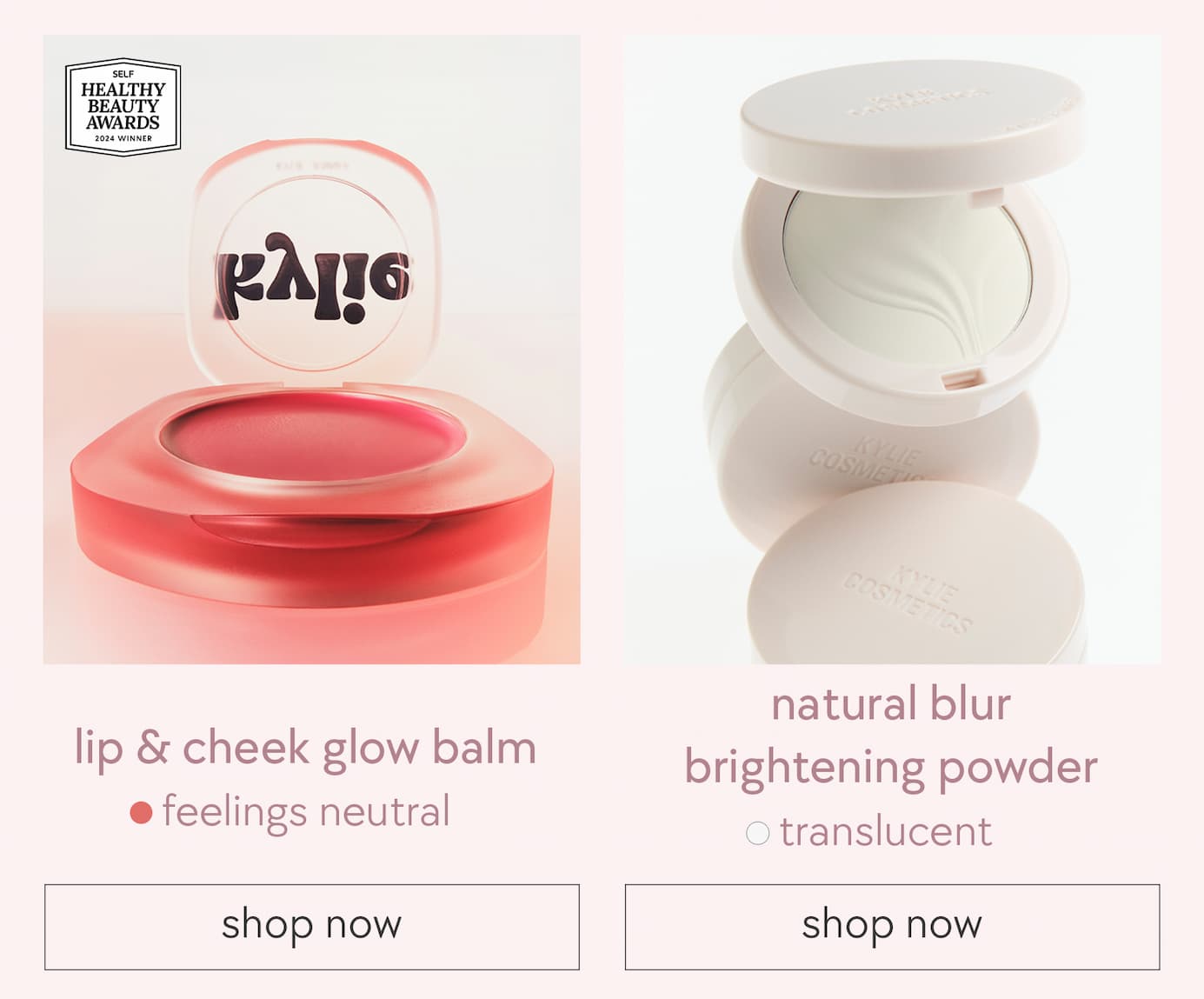 lip & cheek glow balm + natural blur brightening powder