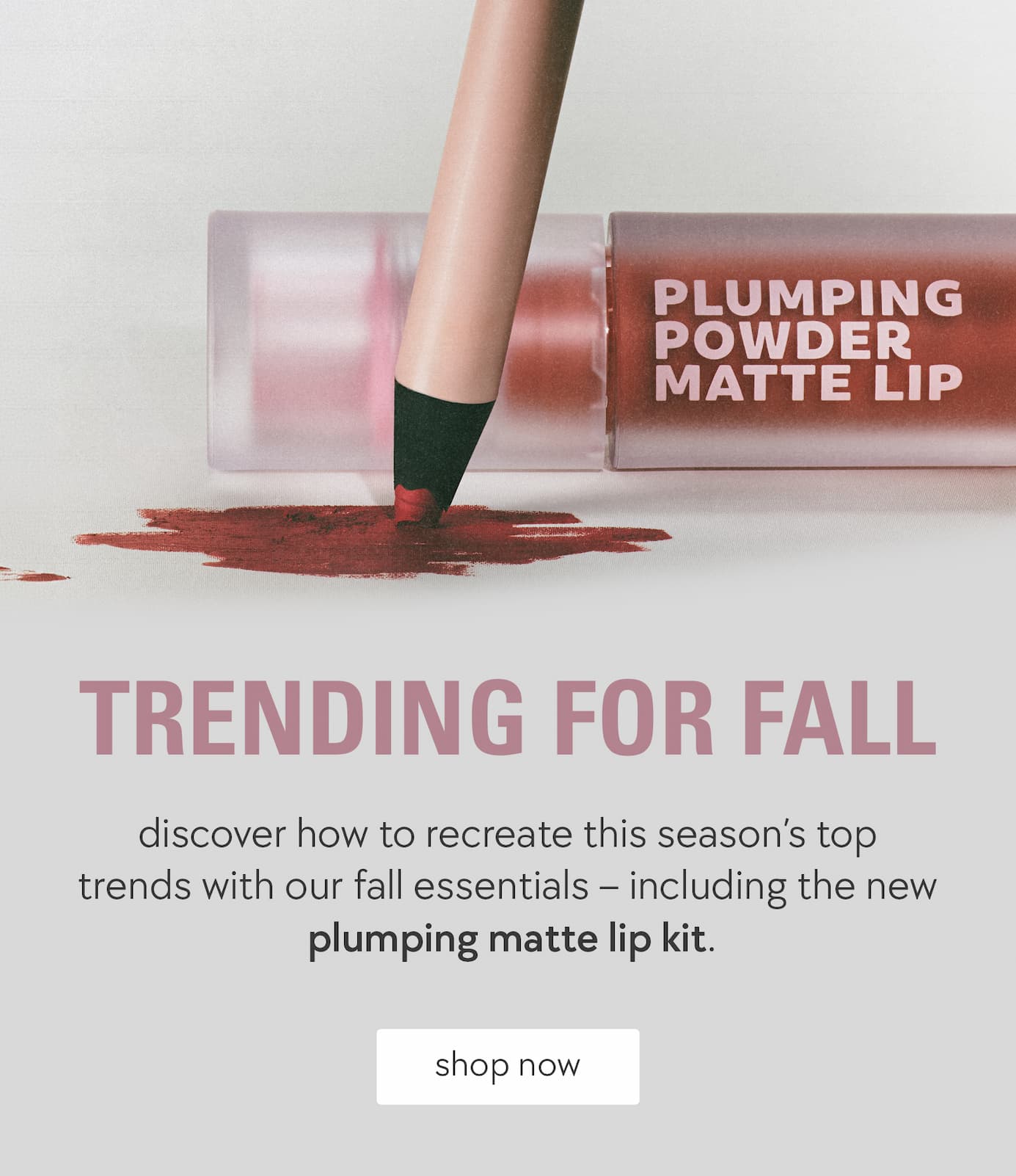trending for fall: discover how to recreate this season's top trends with our fall essentials - including the new plumping matte lip kit