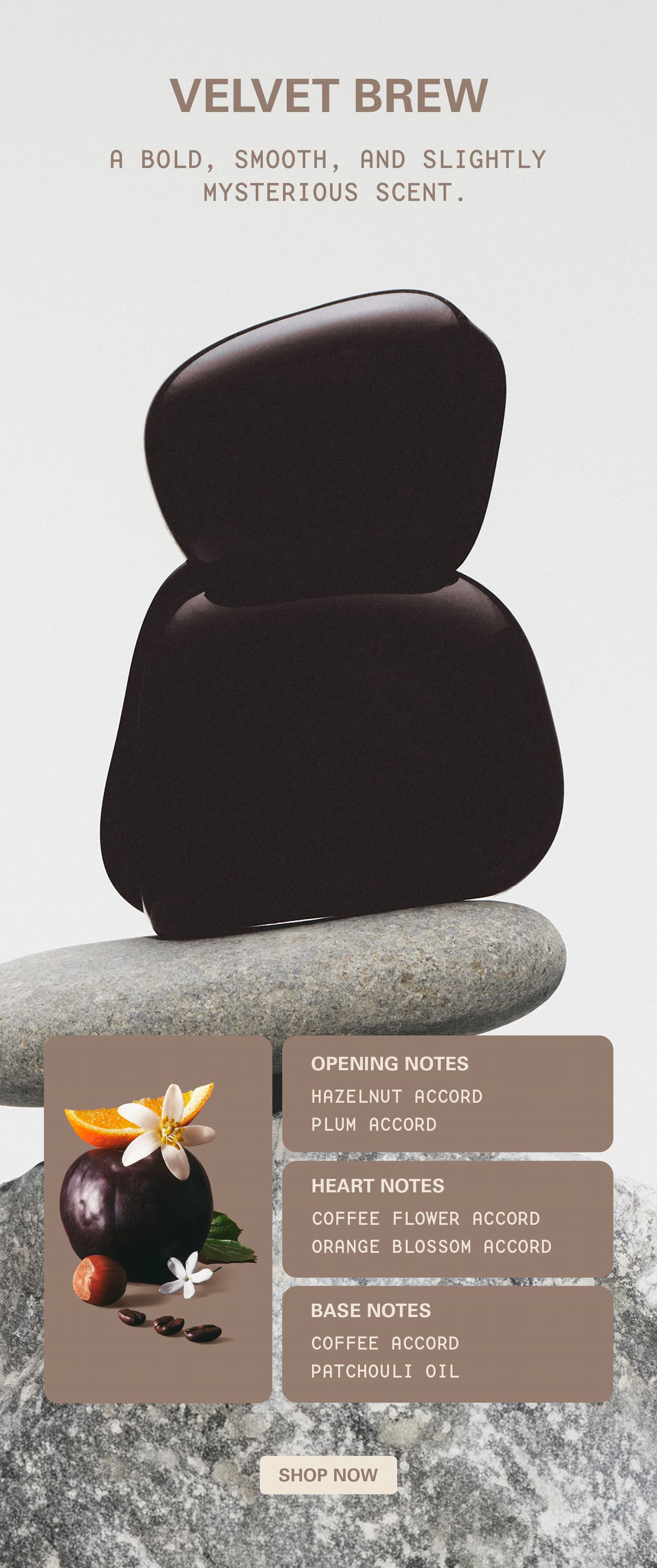 velvet brew: a bold, smooth, and slightly mysterious scent. 