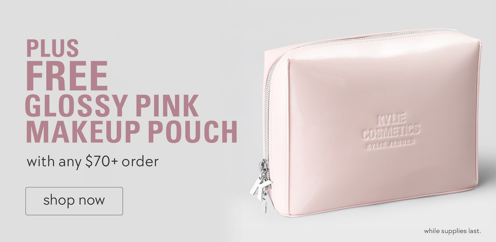 plus free glossy pink makeup pouch