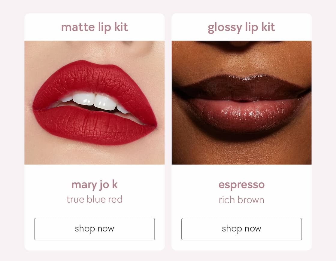 mary jo k matte lip kit and espresso glossy lip kit