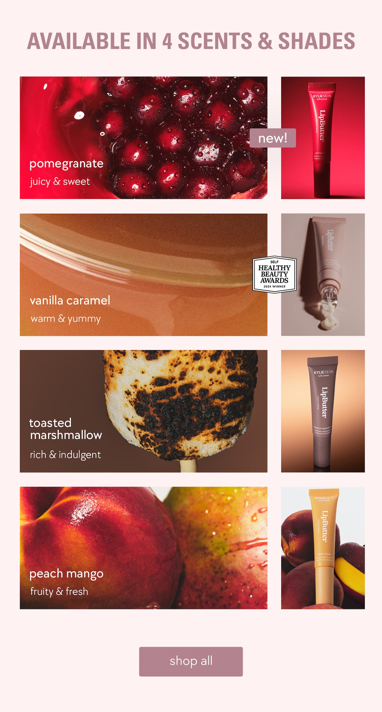 available in 4 scents & shades