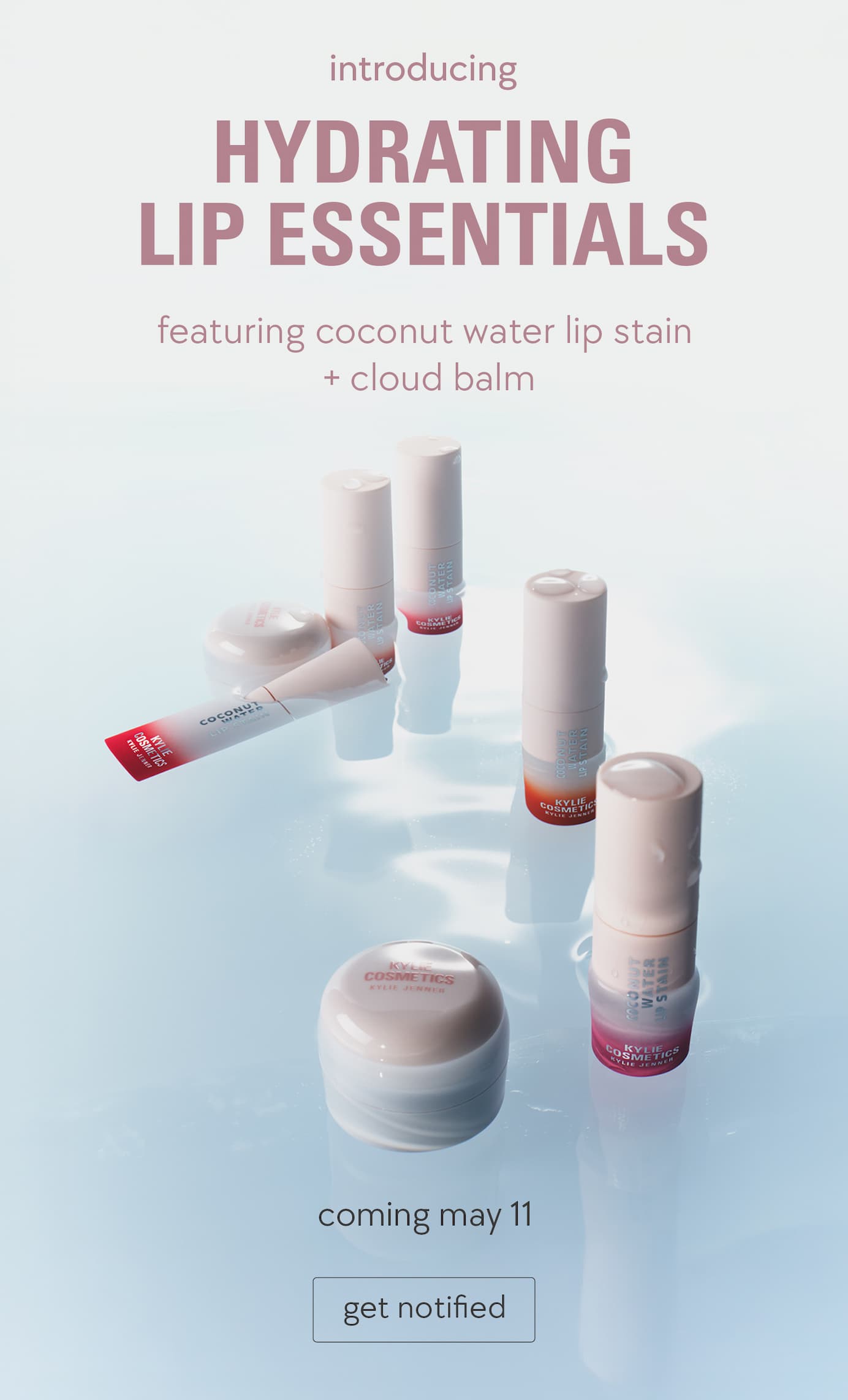 introducing hydrating lip essentials featuring coconut water lip stain + cloud balm