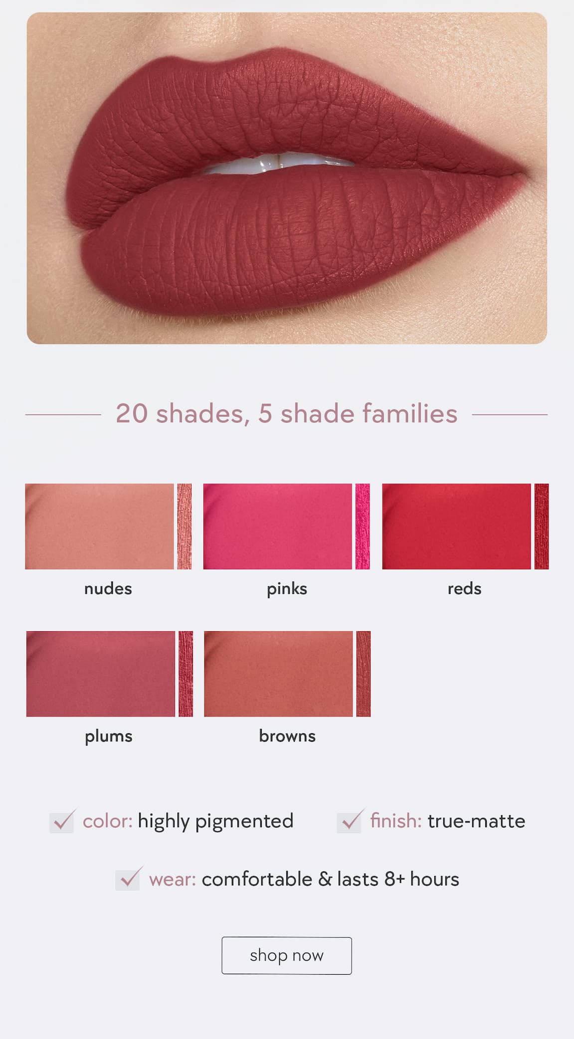 20 shades, 5 shade families 