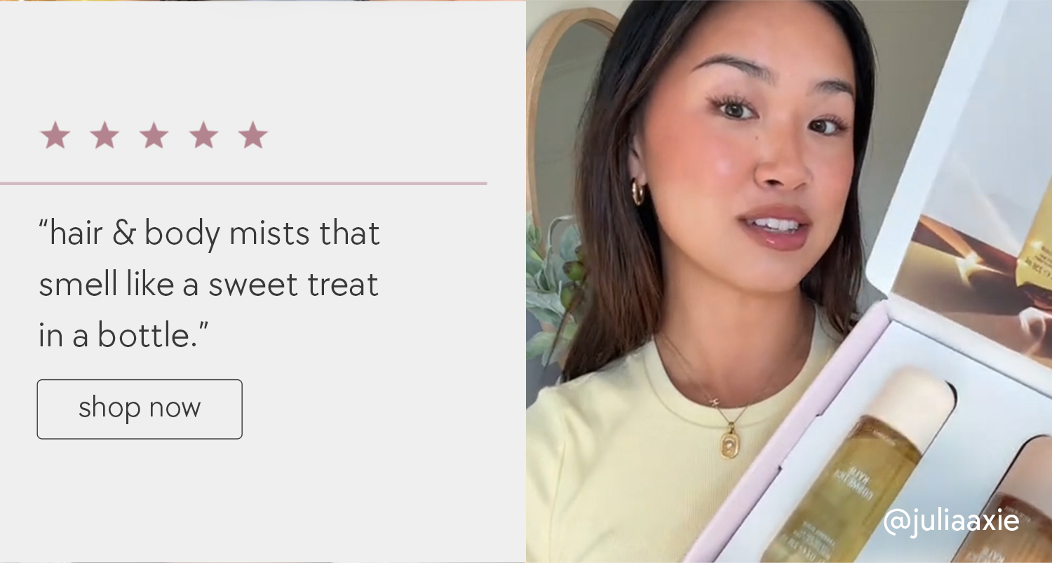 "hair & body mists that smell like a sweet treat in a bottle."