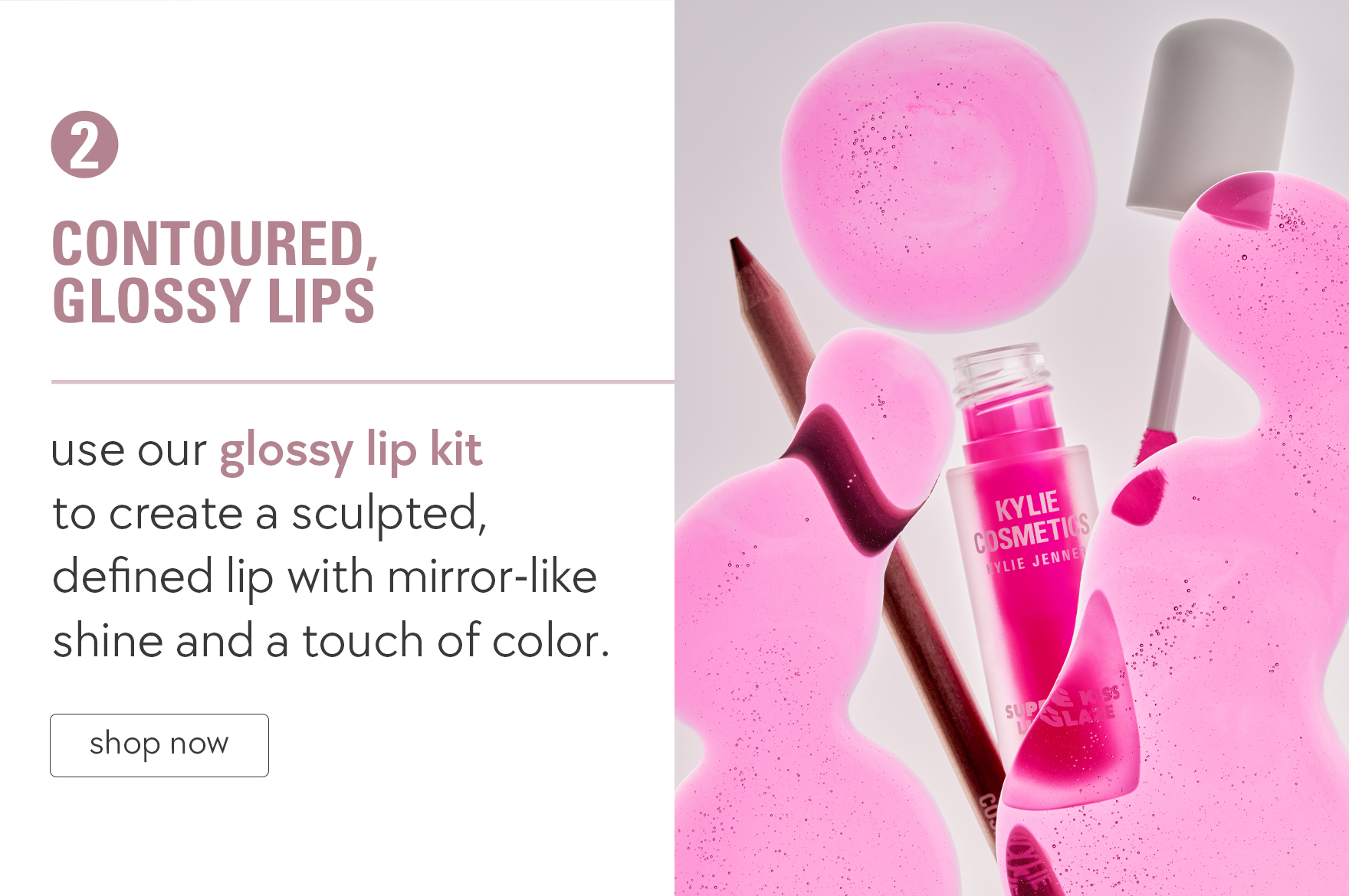 contoured, glossy lips