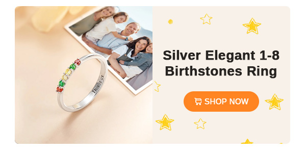 Silver Elegant 1-8 Birthstones Ring