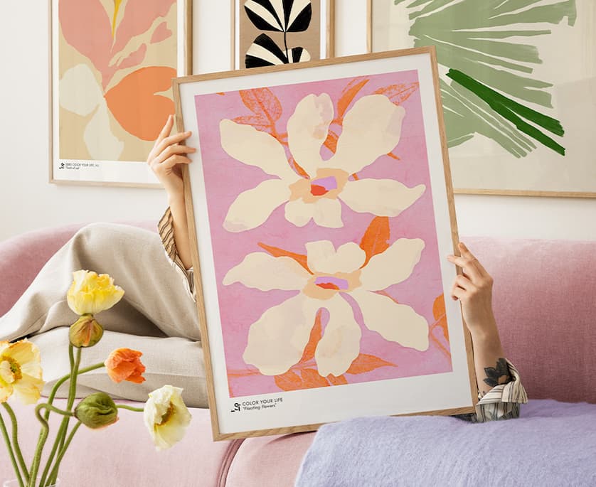 Lifestyle image of Floating Flowers Print.