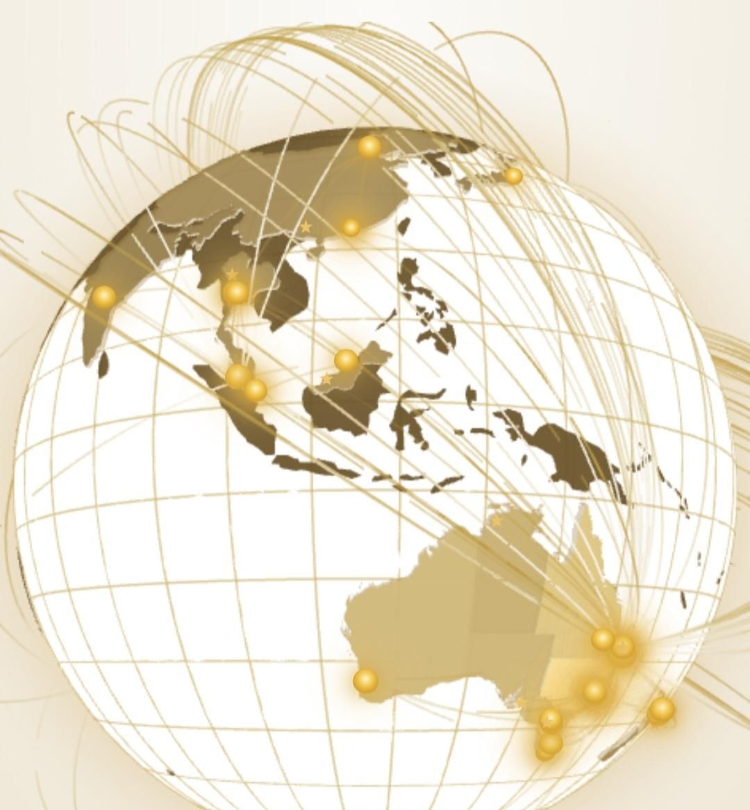 The Heart of Space map, a gold globe marked with every place an artefact rests