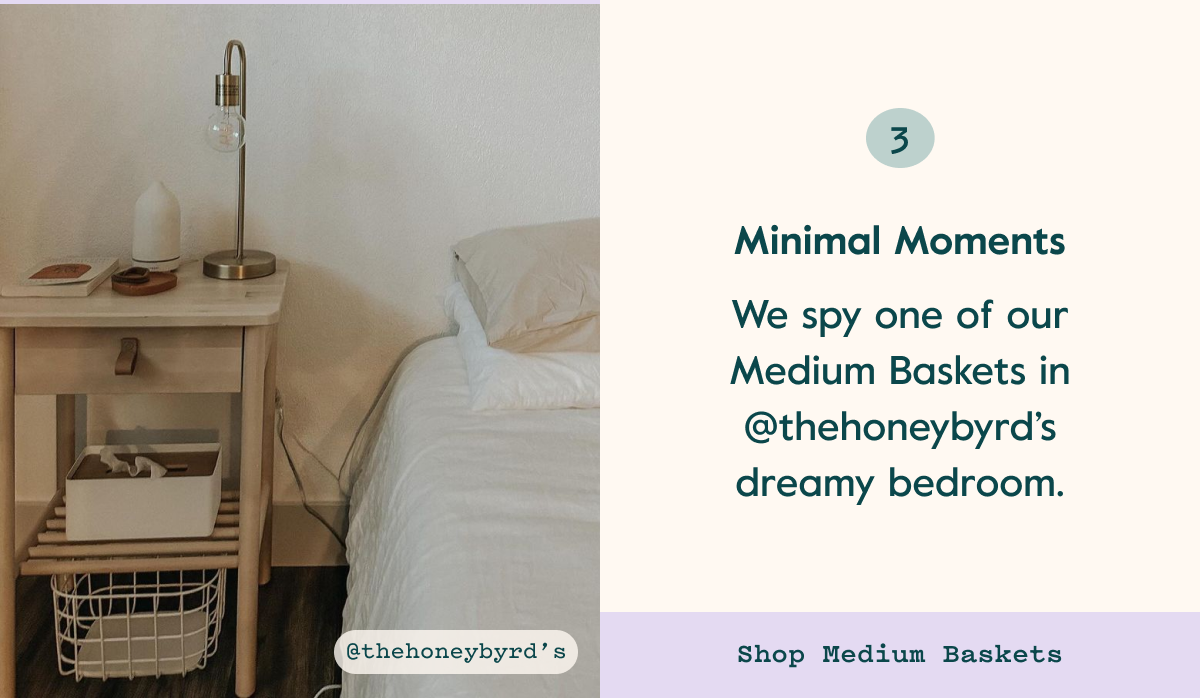 Minimal Moments. We spy one of our Medium Baskets in @thehoneybyrd’s dreamy bedroom. | Shop Medium Baskets