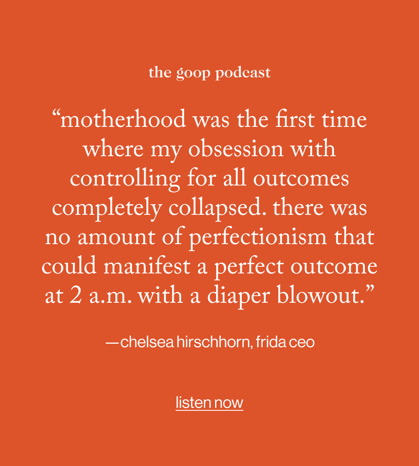 “motherhood was the first time where my obsession with controlling for all outcomes completely collapsed. there was no amount of perfectionism that could manifest A perfect outcome at 2 a.m. with a diaper blowout.”