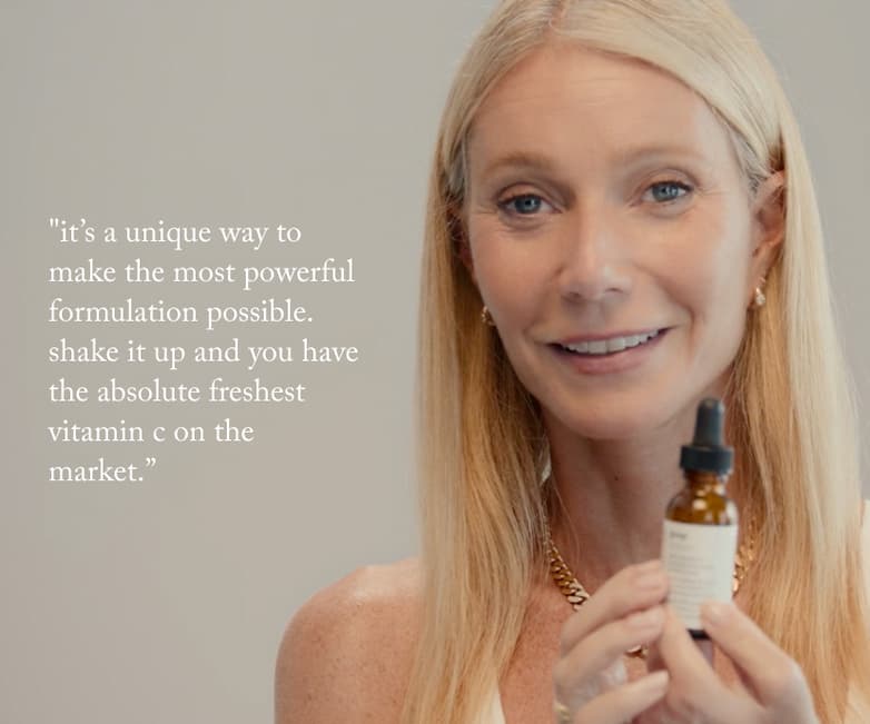 20% vitamin c + hyaluronic acid glow serum. "it's a unique way to make the most powerful formulation possible. shake it up and you have the absolute freshest vitamin c on the market."