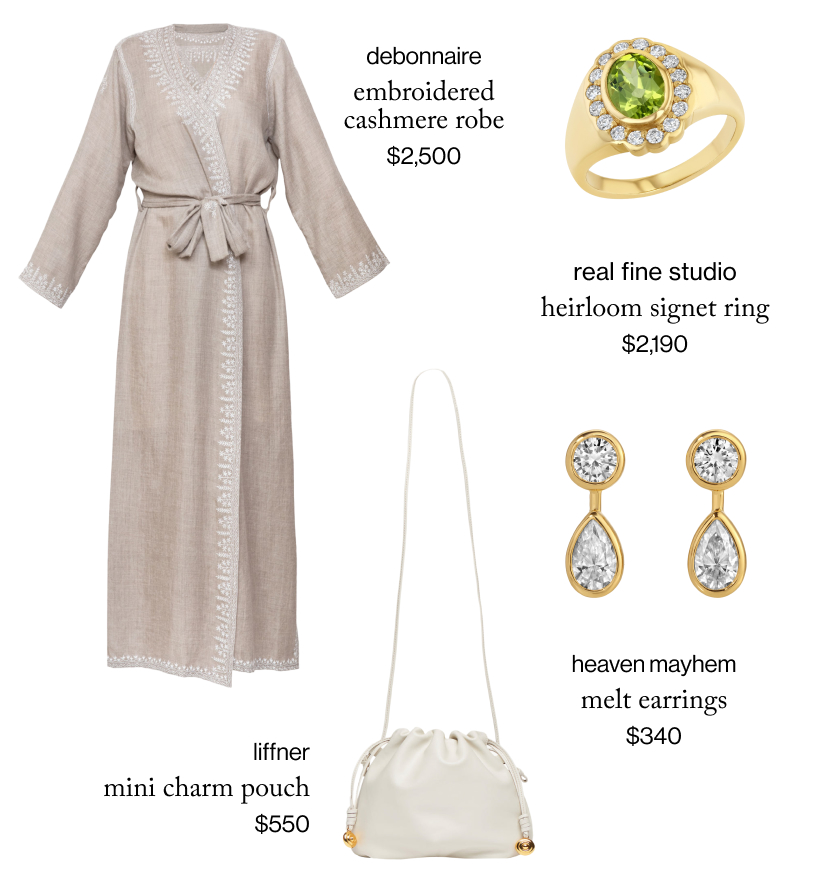 my mom loves a robe, and she has a nice collection, but this embroidered cashmere one would be her most luxurious.