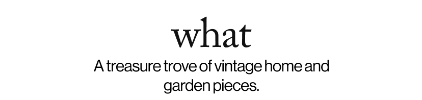 what - &nbsp;&nbsp;A treasure trove of vintage home and garden pieces.  