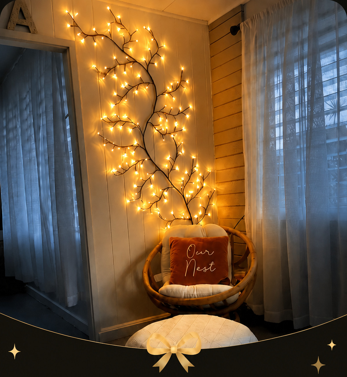 Enchanted Willow Vine mounted on a wall.