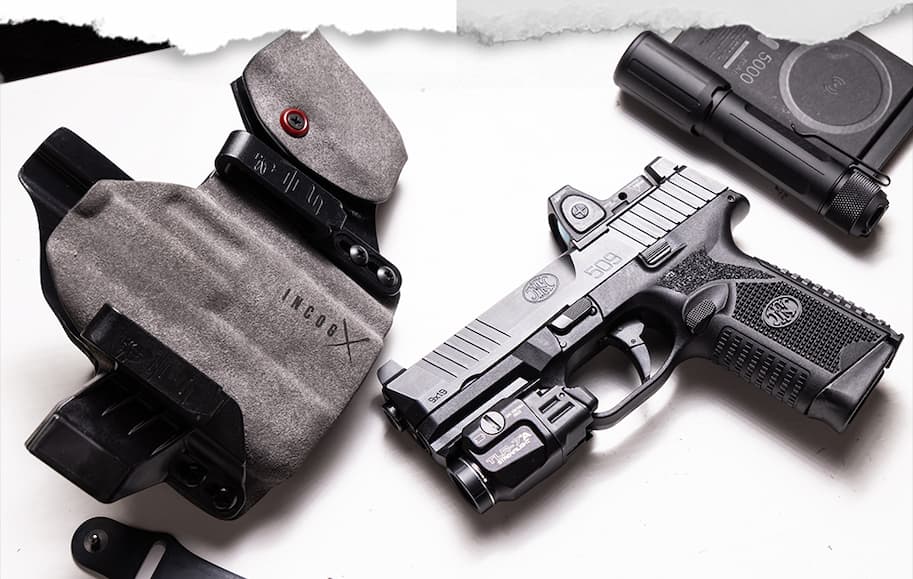 FN 509 with Light next to Incog X IWB Holster