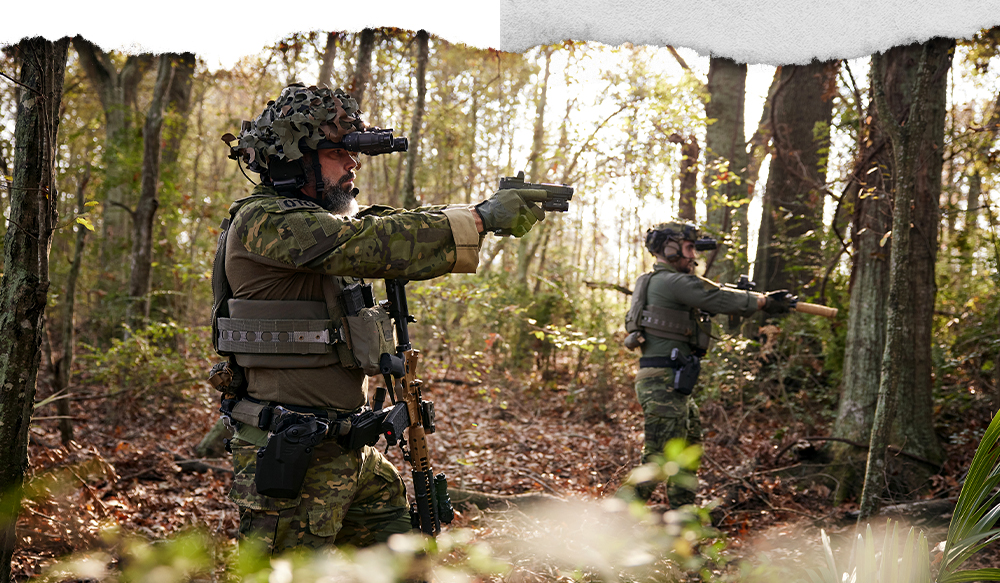 Military guys in the forest with the SafariVault Holster