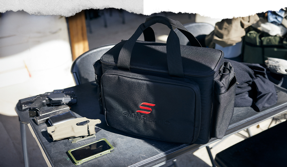 Patrol Bag on range table with gear around it