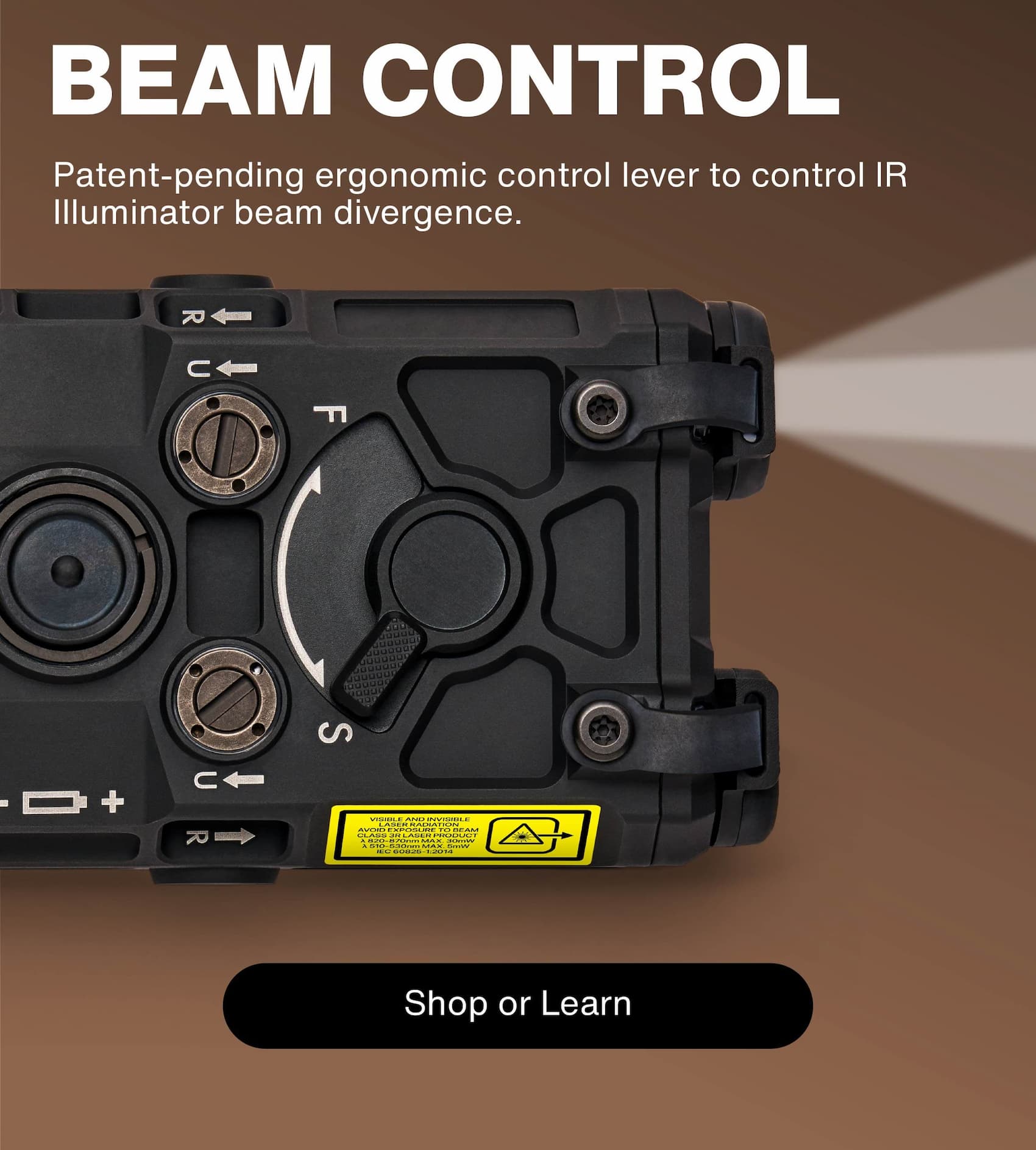 OGL C has patent pending ergonomic lever to control IR illuminator