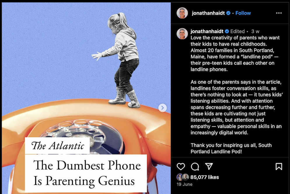 Instagram post on phone usage