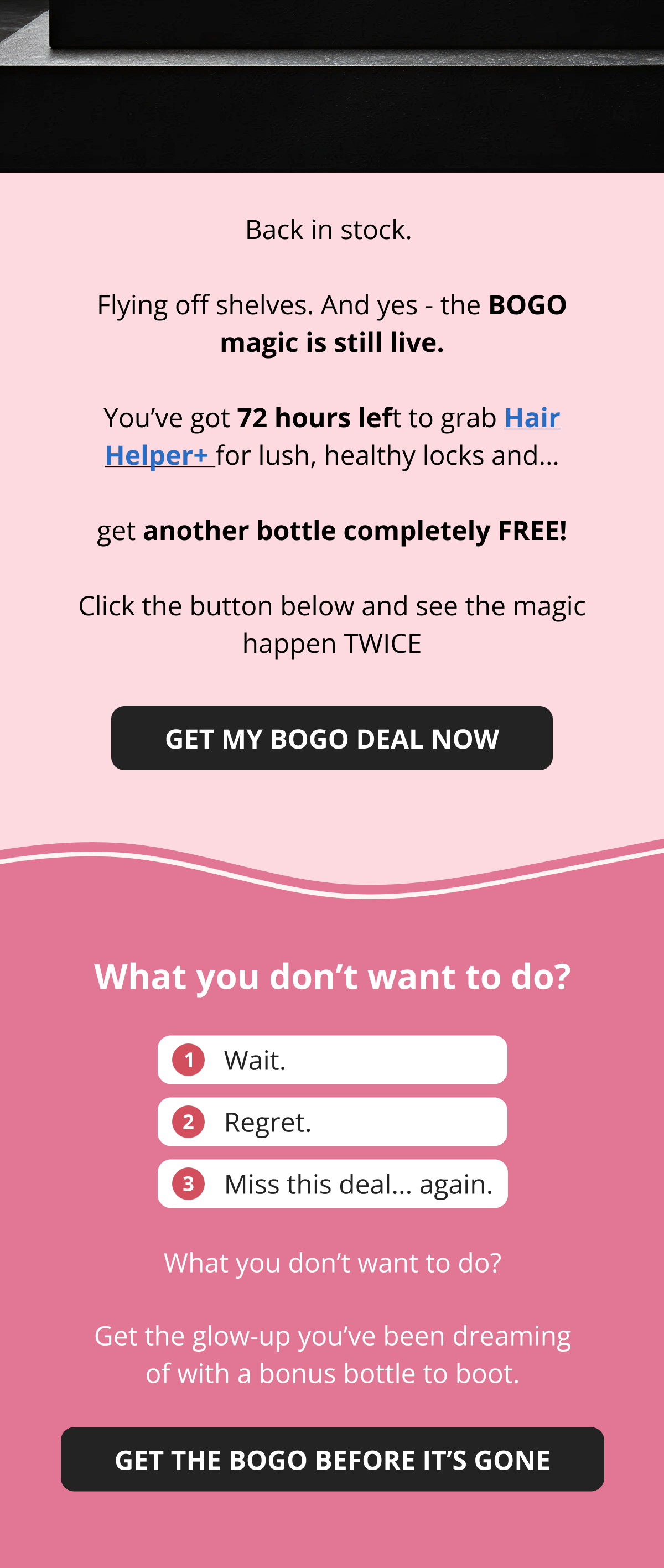 Hair Helper Spray Biotin and caffeine power for stronger, fuller hair. No brainer! Anti-Stress Gummies Because a calm mind = happy hair. Daily Hair Booster Capsules Inside-out support for that healthy glow. Eyebrow & Eyelash Serums Fuller brows and lashes? Yes, please! Hair Growth Shampoo and Conditioner Deeply cleanse your scalp while stimulating growth!