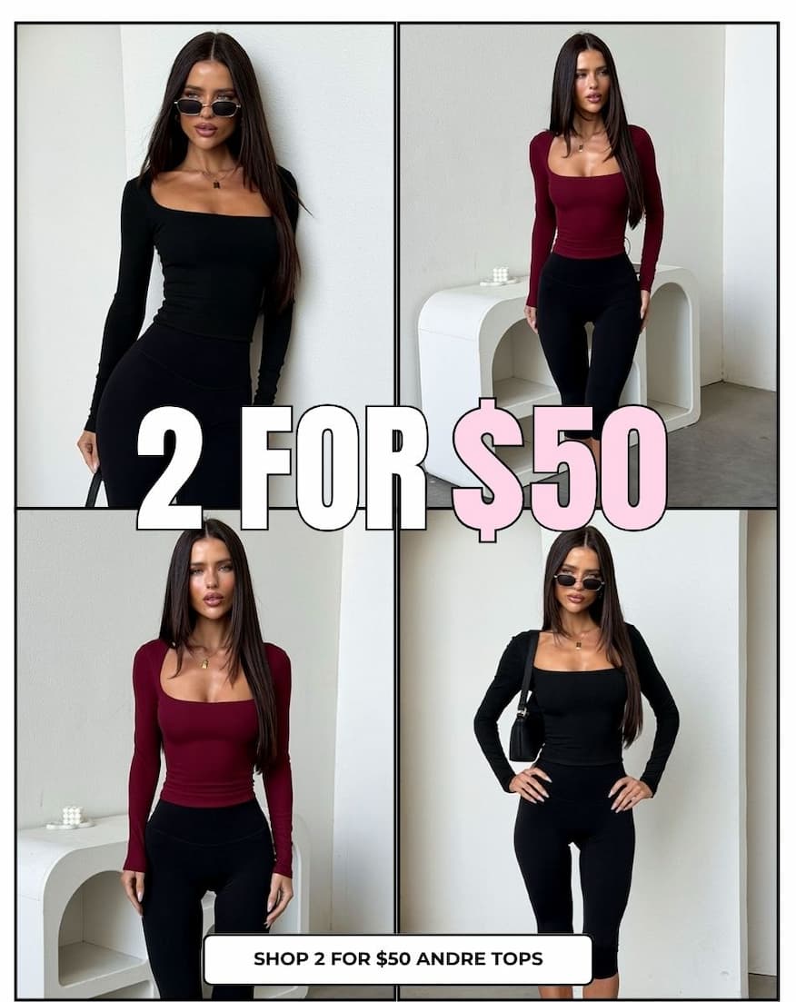 That's So Fetch Andre tops 2 for $50. No code needed, just add to cart.