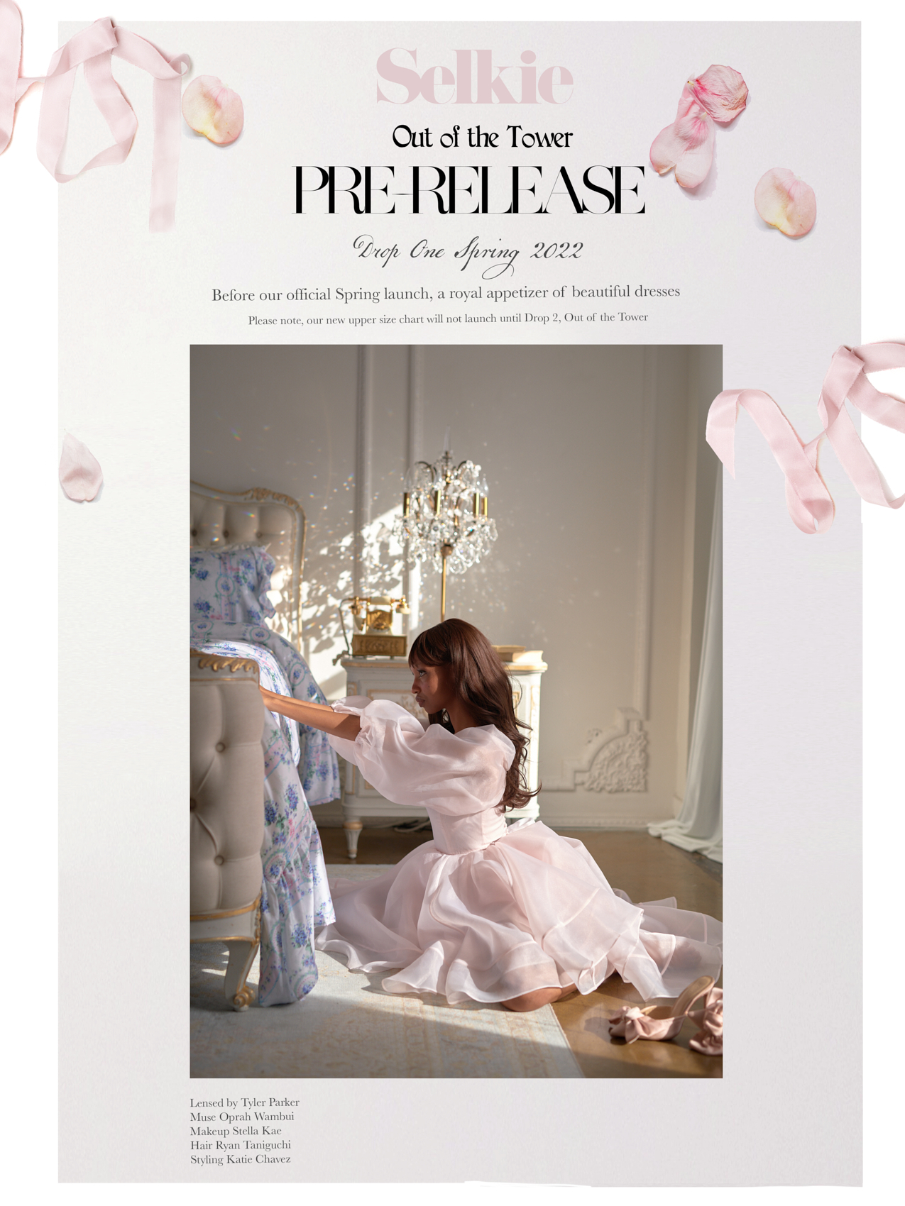 Drop One Spring 2022, Before our official Spring launch, a royal appetizer of beautiful dresses. Please note, our new upper size chart will not launch until Drop 2, Out of the Tower