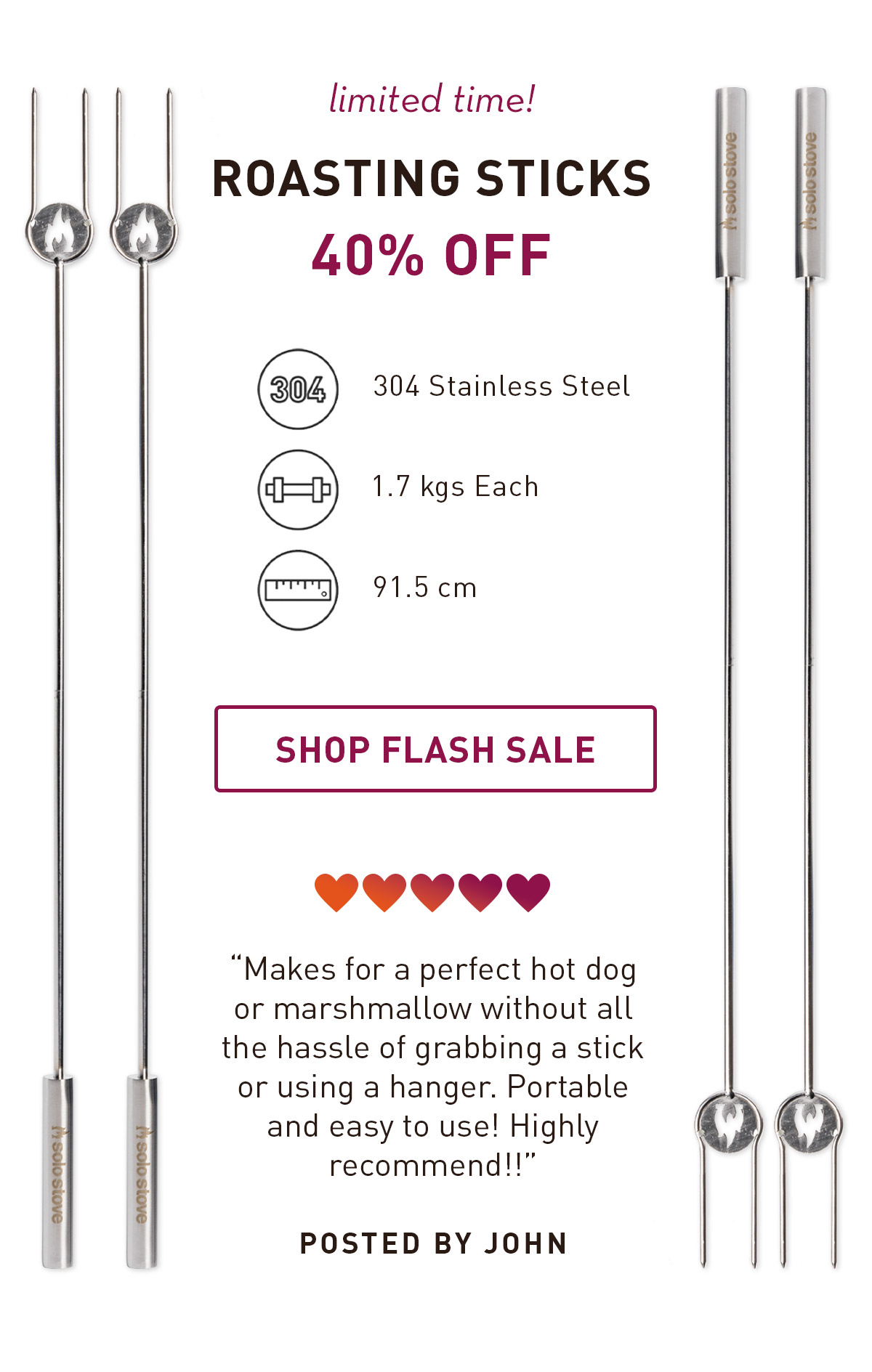 Limited Time! Roasting Sticks 40% Off