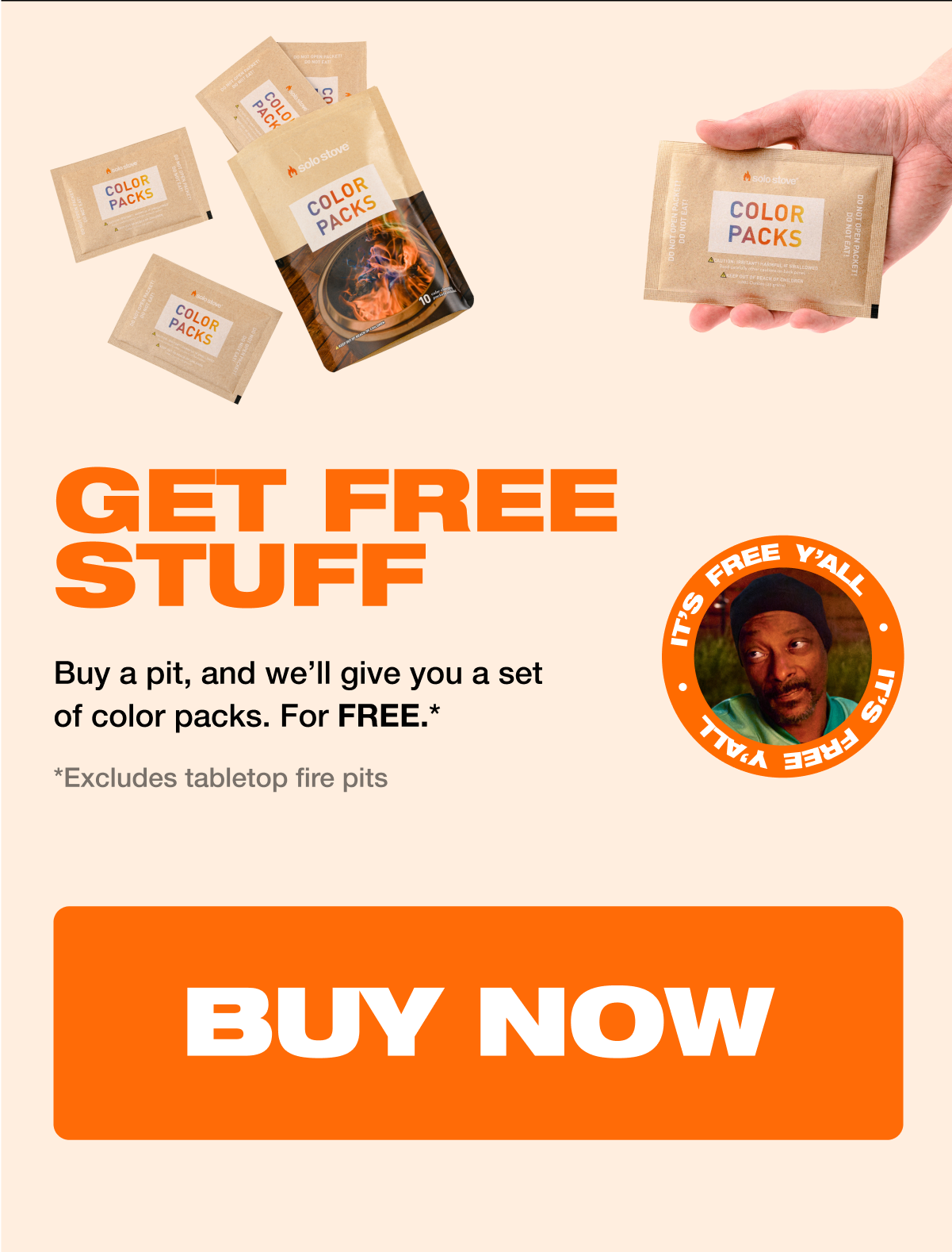 Free color packs with the purchase of a fire pit