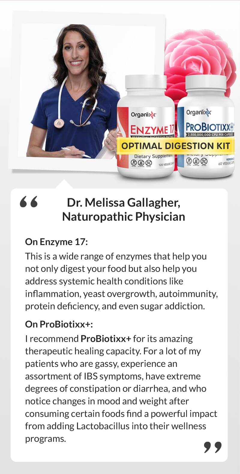 What Dr. Melissa says about Enzyme17 & ProBiotixx