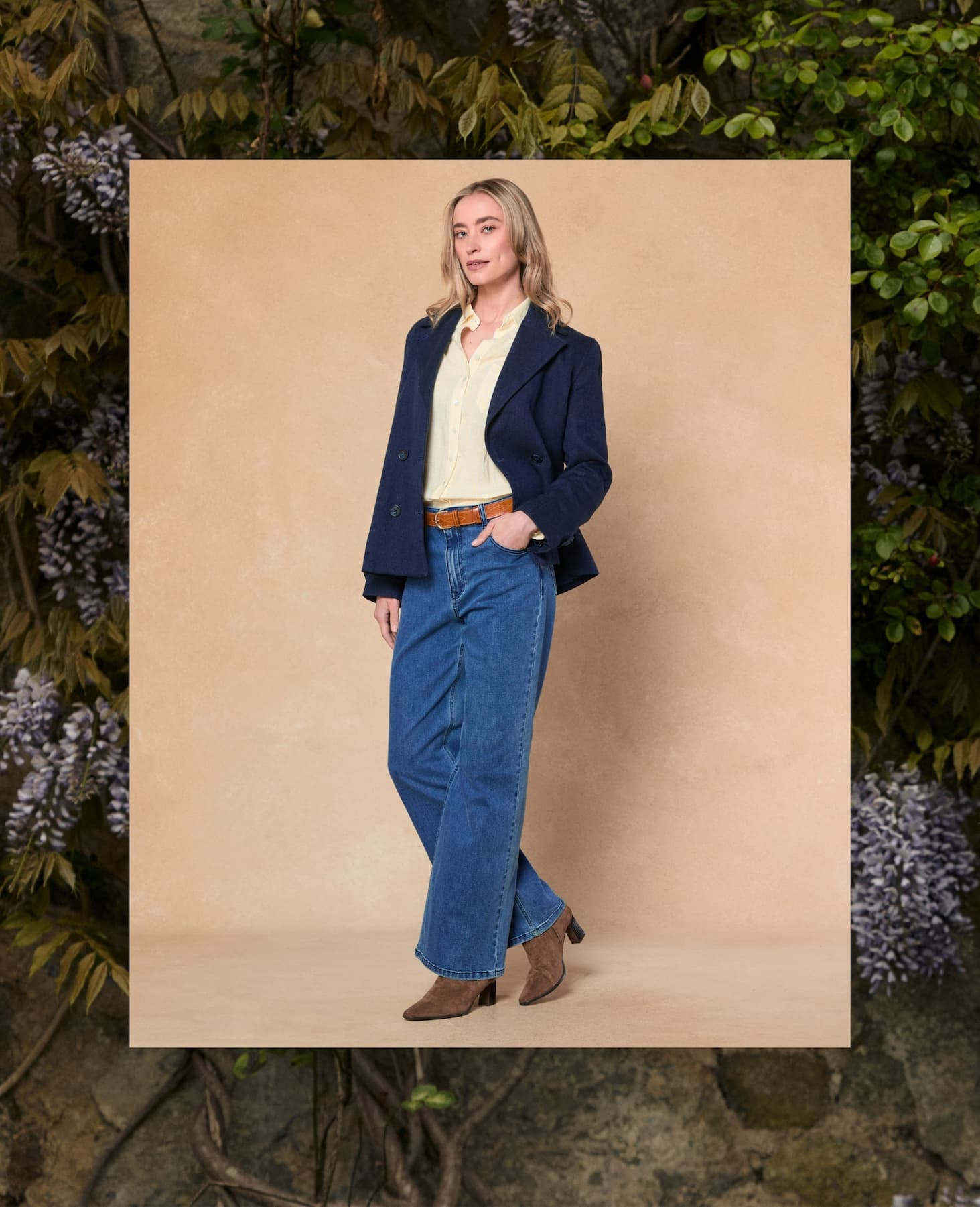 Saoirse Irish Tumbled Linen DB Coat - Navy