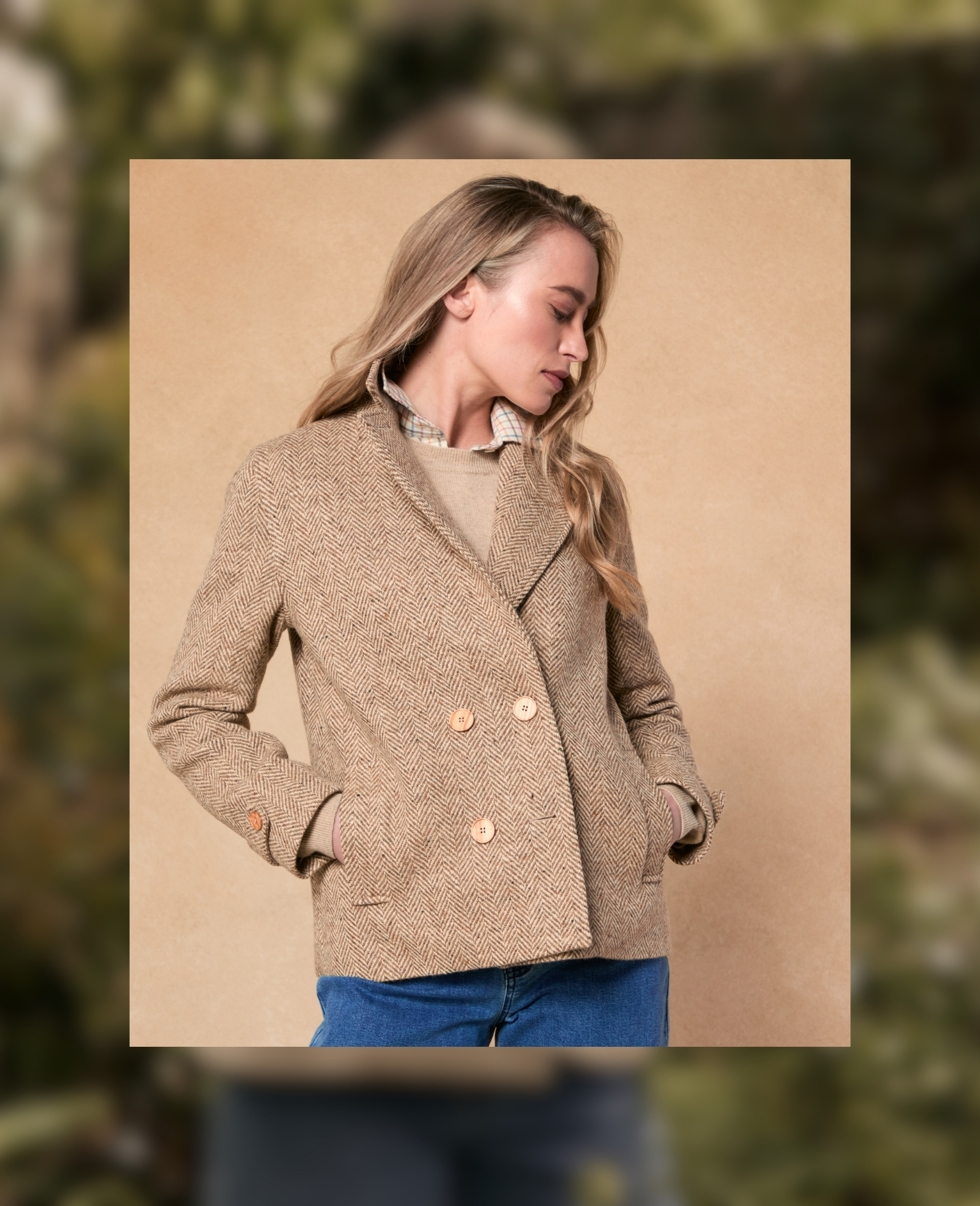 Saoirse Donegal Tweed Coat - Oat Herringbone