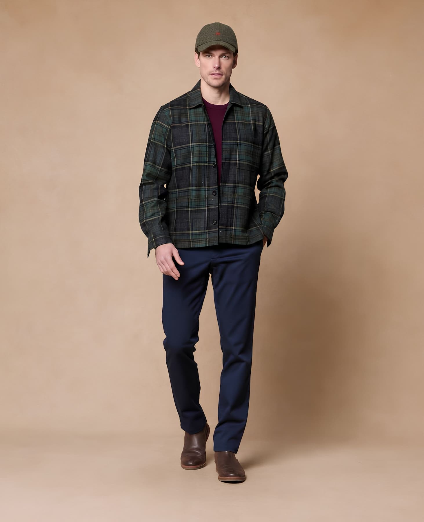 Green Salt & Pepper Donegal Tweed Baseball Cap