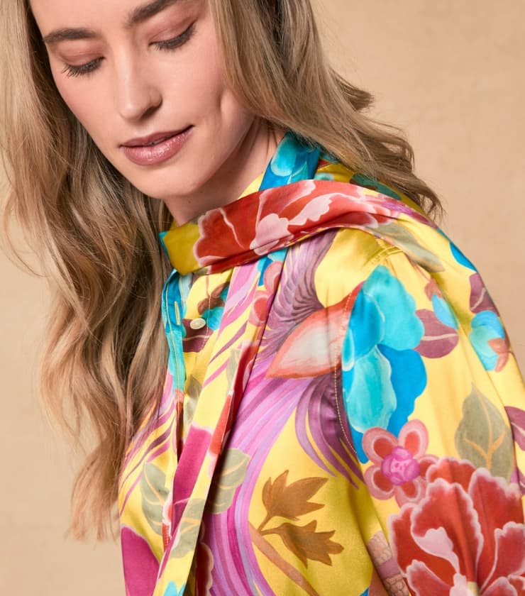 Gemma Silk Shirt - Tropical Print