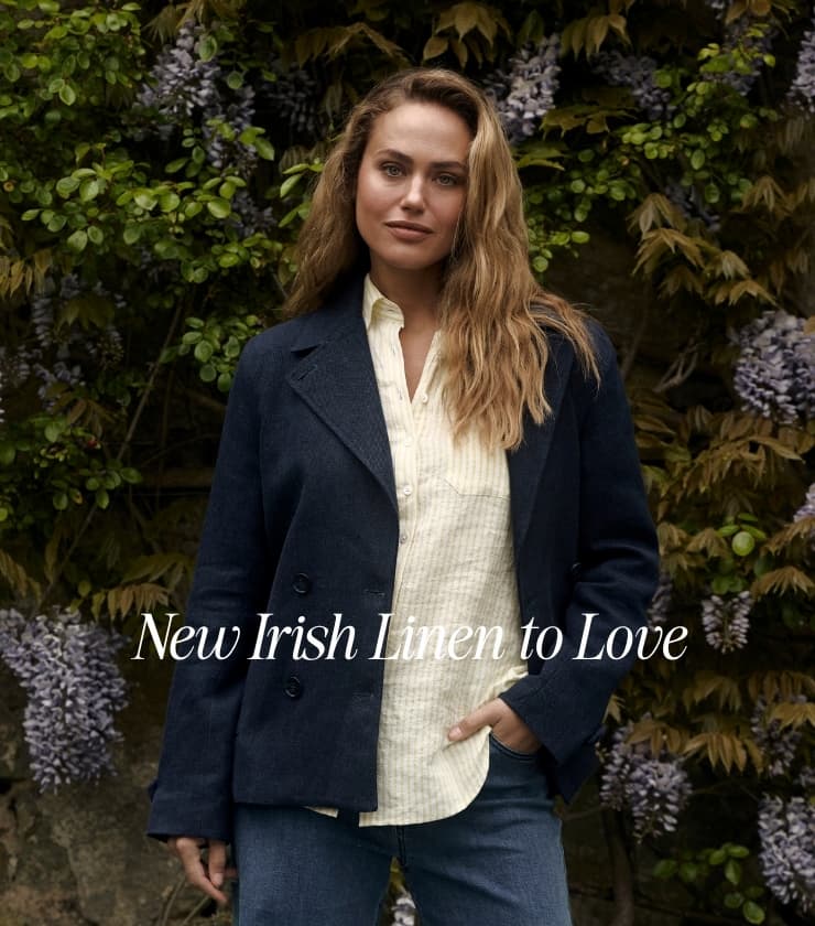 Saoirse Irish Tumbled Linen DB Coat - Navy