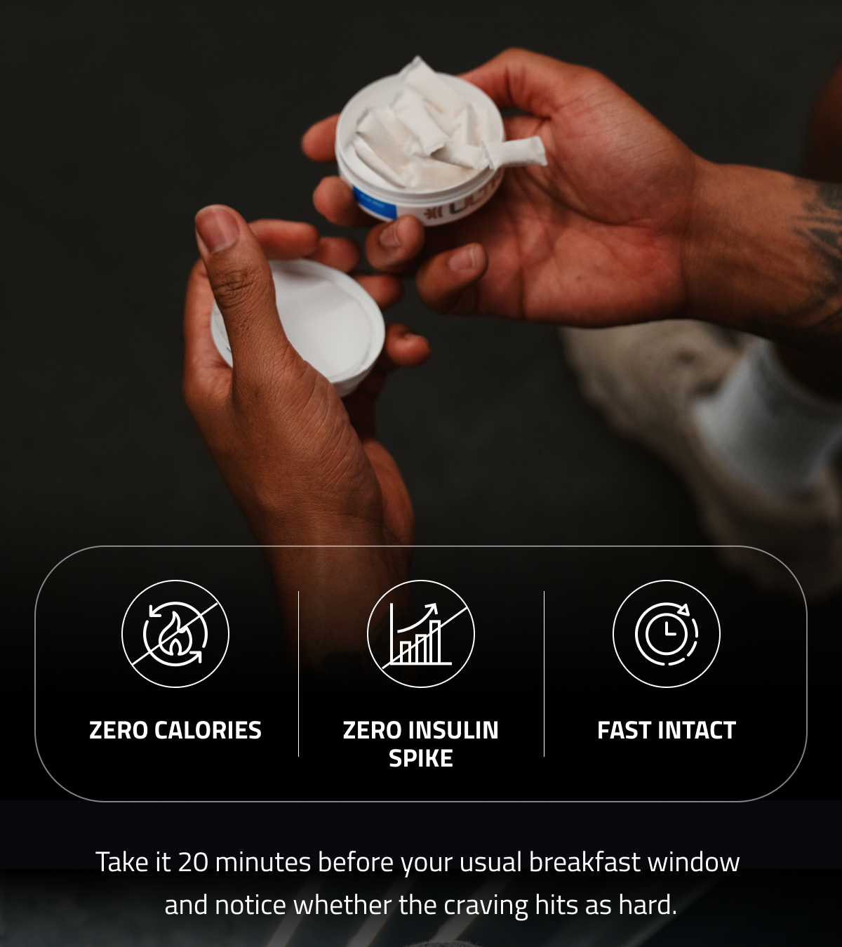 Take it 20 minutes before your usual breakfast window and notice whether the craving hits as hard. 