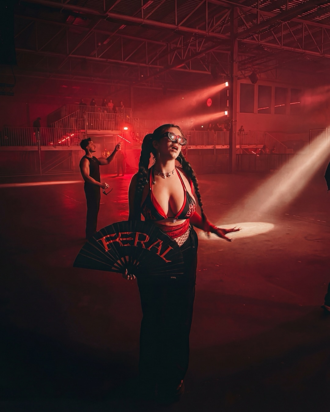 FERAL fan and warehouse red lighting — the industrial aesthetic that defines German techno culture