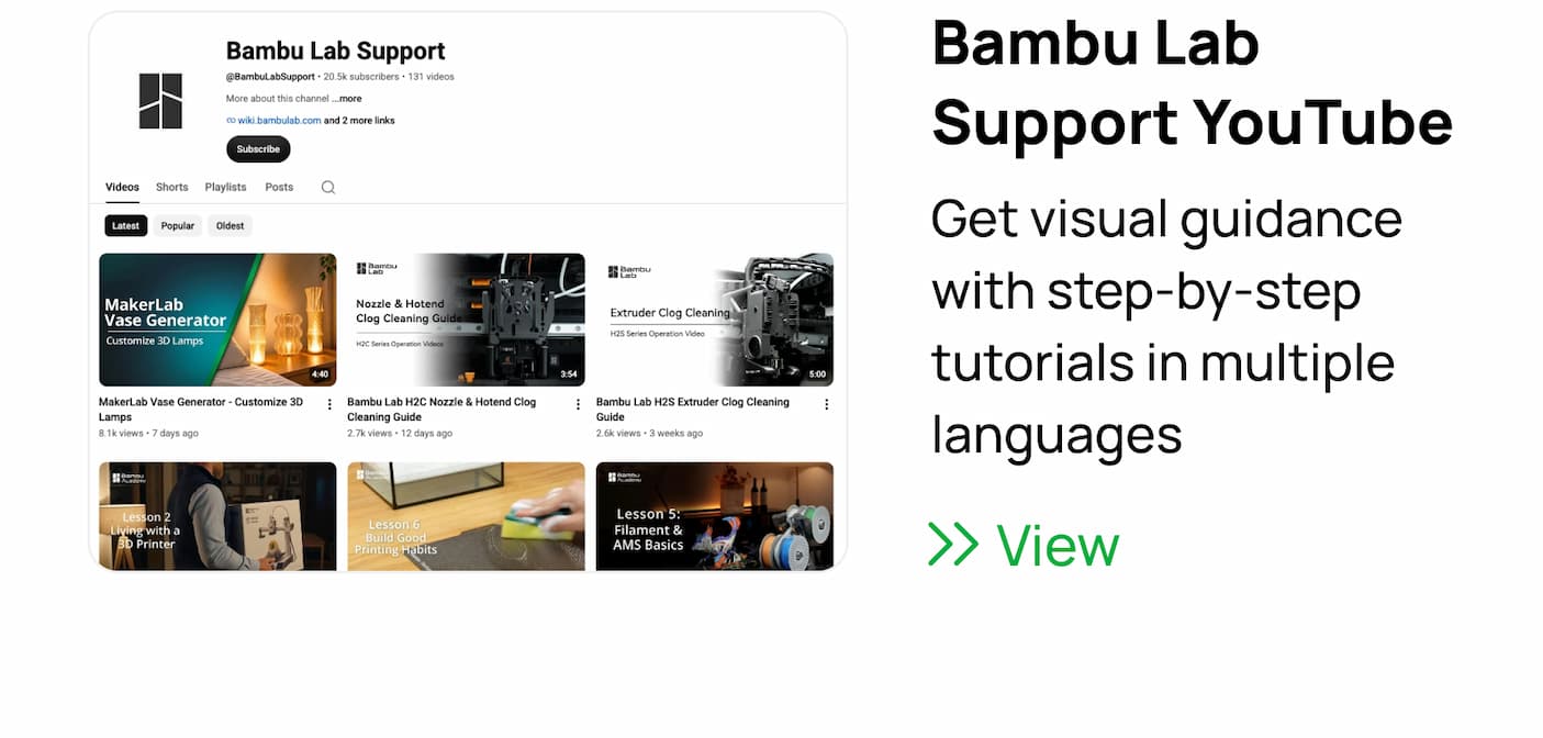 bambu lab support Youtube
