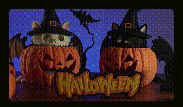 night magic cat pumpkin lamp