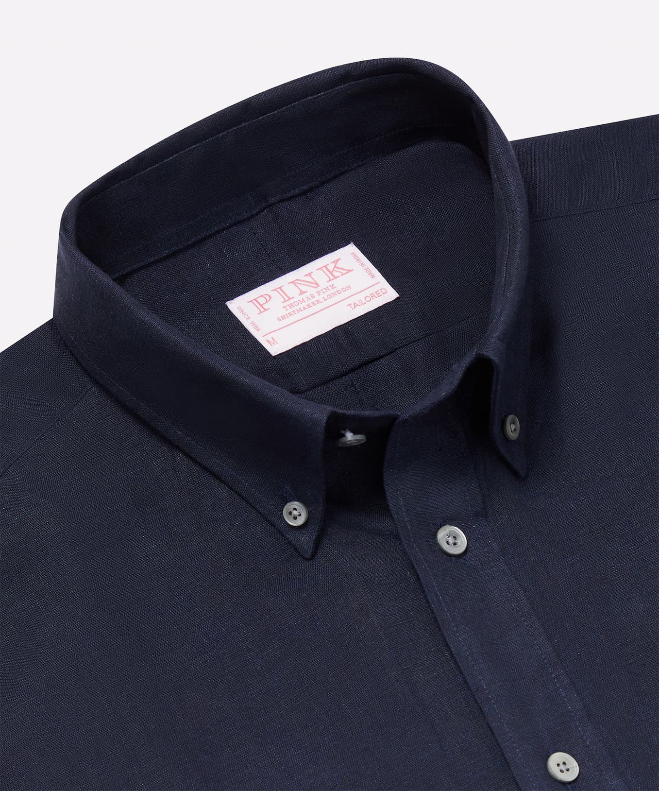 Navy Button Down Collar Linen Shirt