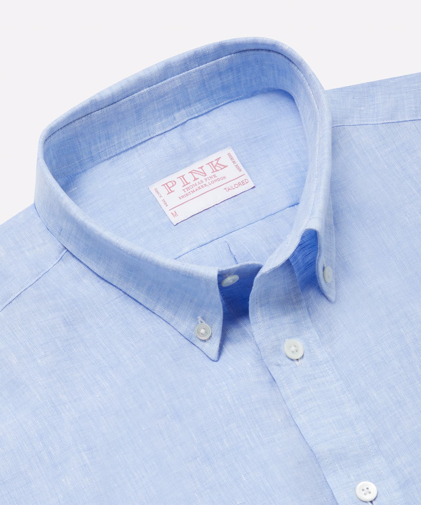 Pale Blue Button Down Collar Linen Shirt