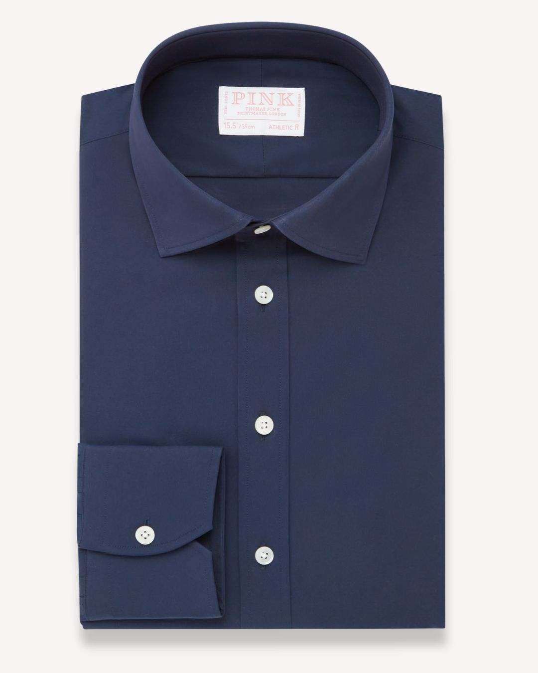 Navy Athletic Fit Stretch Poplin Formal Shirt 