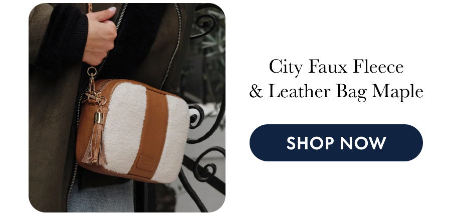 City Faux Fleece & Leather Bag Maple