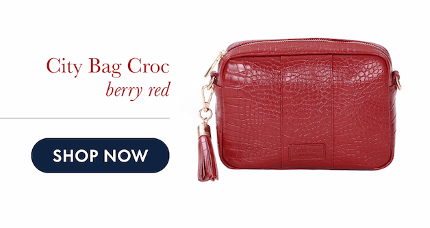 City Bag Croc berry red