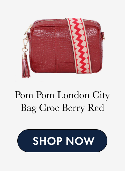 Pom Pom London City Bag Croc Berry Red