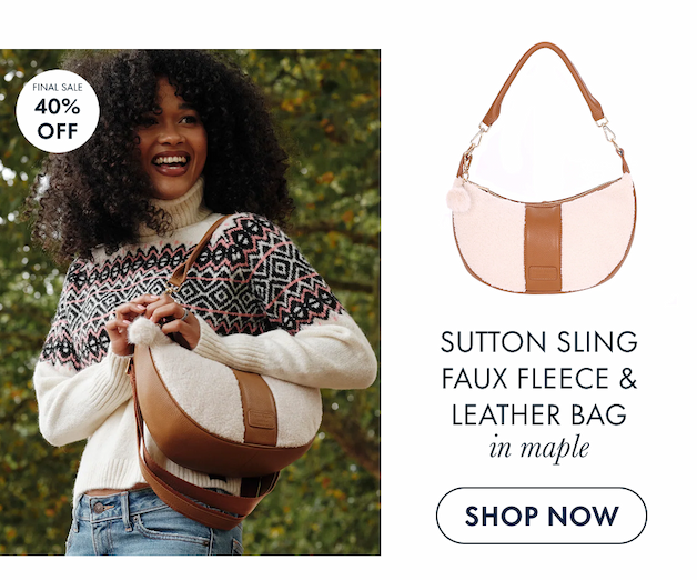 Sutton Sling Faux Fleece & Leather Bag in maple