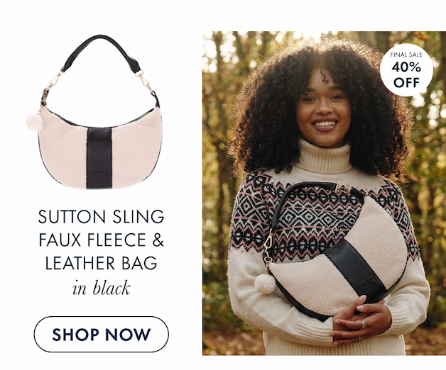 Sutton Sling Faux Fleece & Leather bag in Black